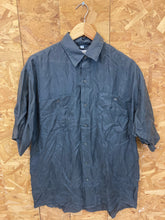 Vintage 90s 100% silk dark grey short sleeve shirt size small oversized fit